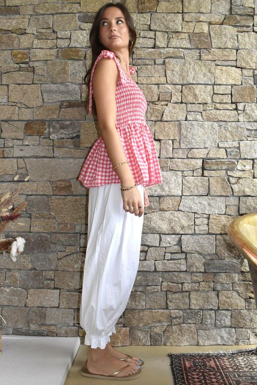 Nonni Gingham Bandeau Cami Miami Pink